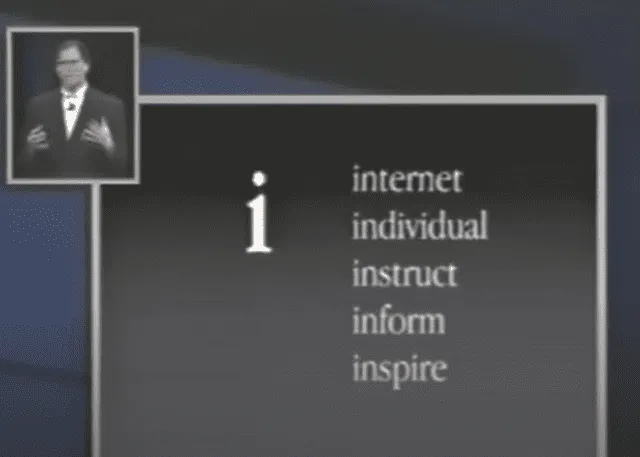 La ‘i’ de iMac representaba mucho más que internet: individualidad, instrucción, información e inspiración. Foto: captura La ‘i’ de iMac representaba mucho más que internet: individualidad, instrucción, información e inspiración. Foto: captura