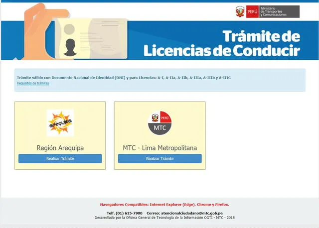 Licencia de conducir. Foto: captura MTC