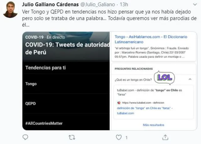 Fans preocupados por salud de Tongo en Twitter