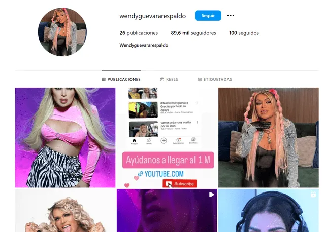 Esta es la nueva cuenta de Instagram de Wendy Guevara. Foto: Instagram   