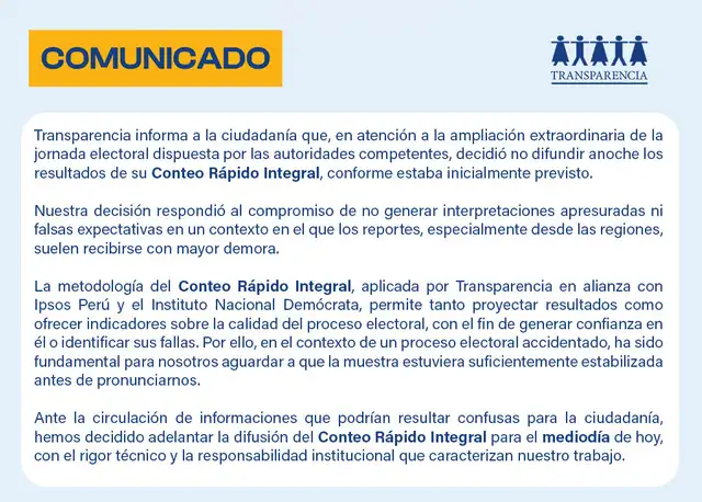 Comunicado de Transparencia Comunicado de Transparencia