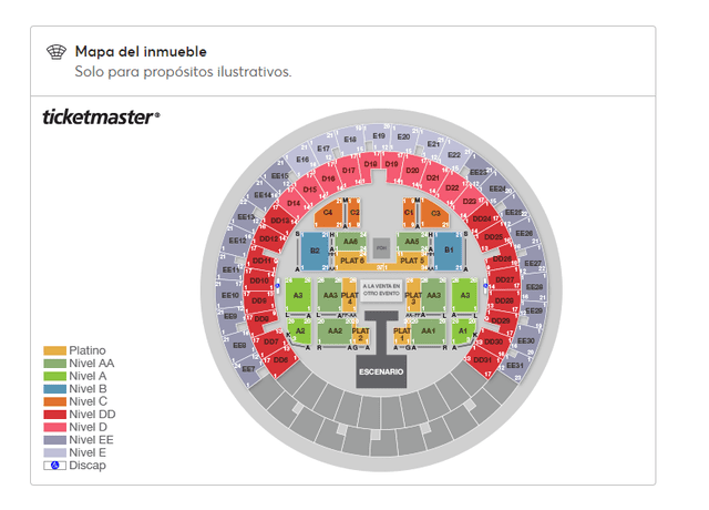  Concierto de Aespa: mapa referencial. Foto: Ticketmaster   