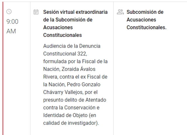 Sesión de Subcomisión de Acusaciones Constitucionales para escuchar descargos de Pedro Chávarry.