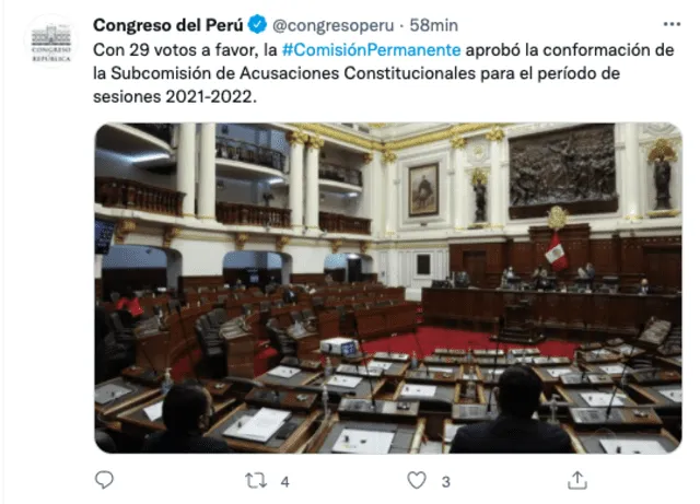 Twitter del Congreso de la República
