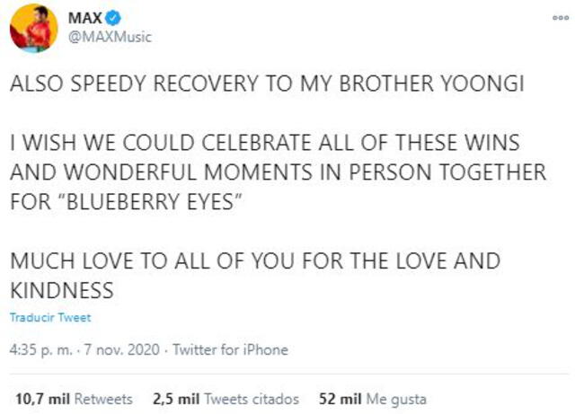 MAX sobre su canción "Blueberry eyes". Foto: Twitter