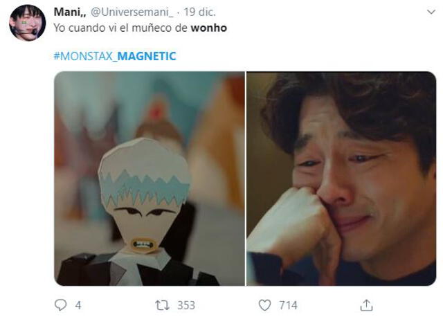 Reacción de MONBEBE ante la presencia de Wonho en el MV de "Magnetic".