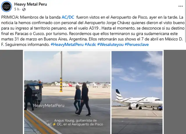 Miembros de AC/DC habrían estado en Perú tras su concierto en Buenos Aires