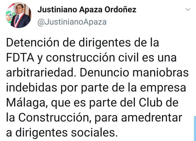 Justiniano Apaza vía twitter.