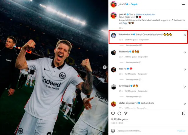 El curioso comentario de Luka Modric tras el partido del Barcelona. Foto: captura Instagram Kristijan Jakic