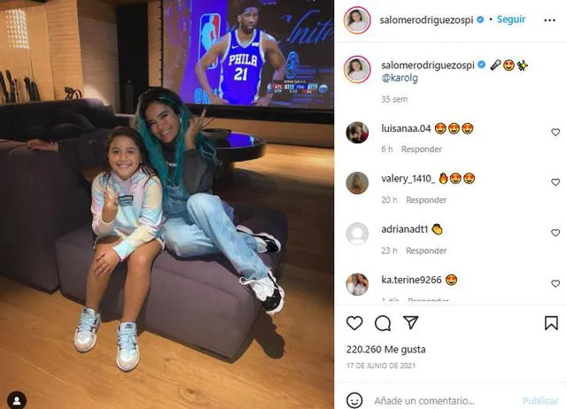 Karol G junto a la hija de James Rodríguez. Foto: Instagram Salomé Rodríguez
