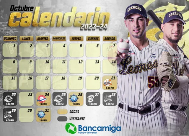 Partidos de octubre. Foto: leones_cbbc/X    