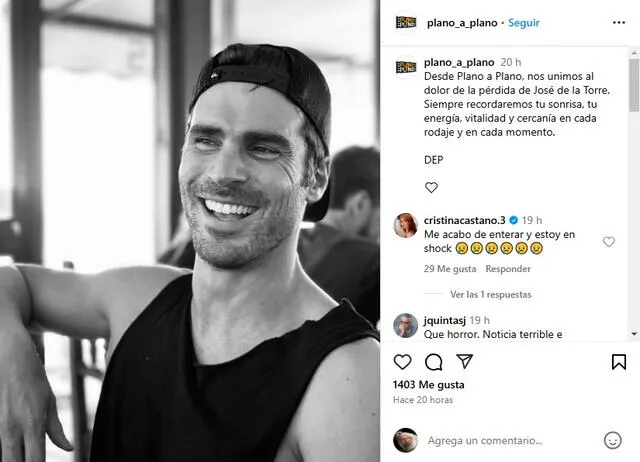  José de la Torre falleció a los 37 años. Foto: Plano a Plano/Instagram 