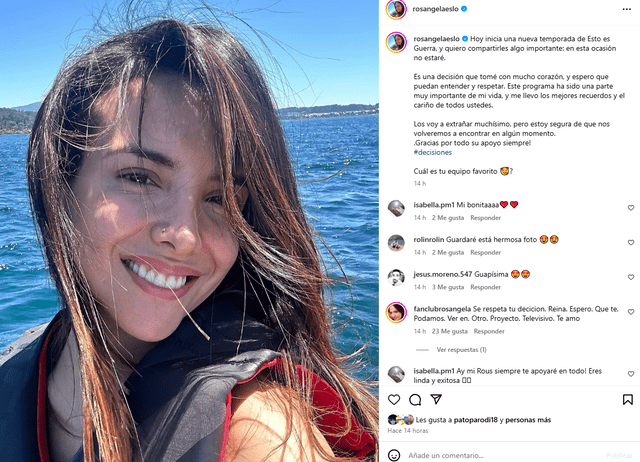  Mensaje de Rosángela Espinoza. Foto: Captura Instagram   