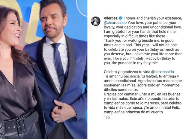 11.9.2022 | Publicación de Eugenio Derbez dedicado a Alessandra Rosaldo. Foto: captura Instagram