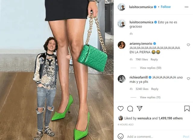 Luisito y Ary se burlaron de las críticas sobre su diferencia de estatura. Foto: captura de Instagram/Luisito Comunica