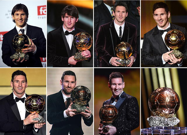 Todas las veces que Lionel Messi ganó el Balón de Oro. Foto: AFP
