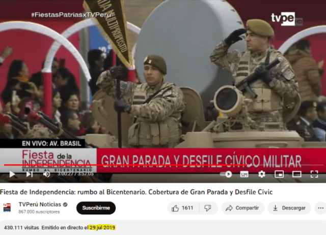  Un fotograma de la transmisión de julio de 2019. Foto: captura en Youtube - TV Perú.    