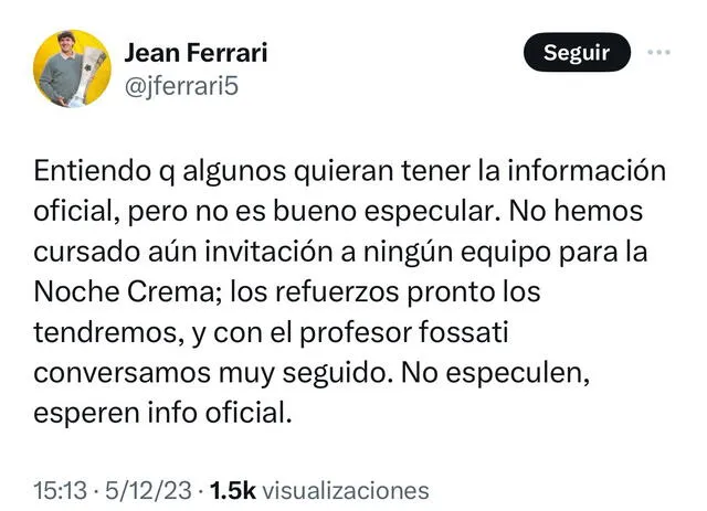 Publicación de Jean Ferrari sobre Jorge Fossati. <strong>Foto: caotura</strong>   