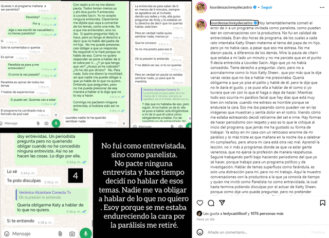  Lourdes Sacín se pronuncia en sus redes sociales. Foto: Instagram    