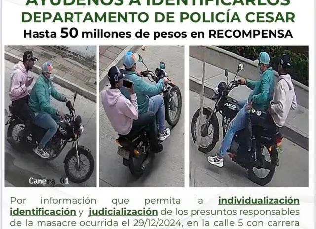 Presuntos responsables abordo de una motocicleta   