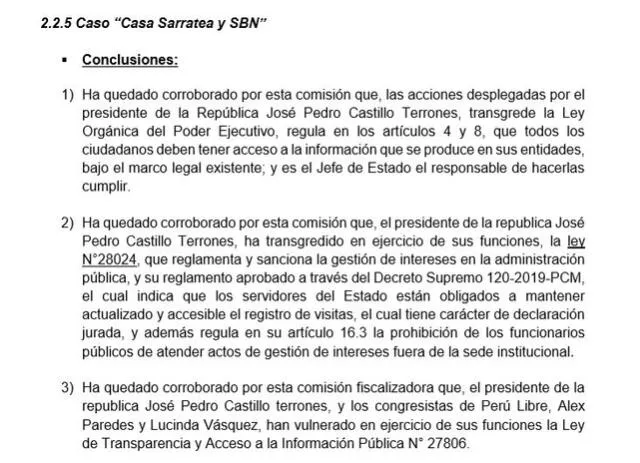 Informe final de la Comisión de Fiscalización sobre el Caso Sarratea.