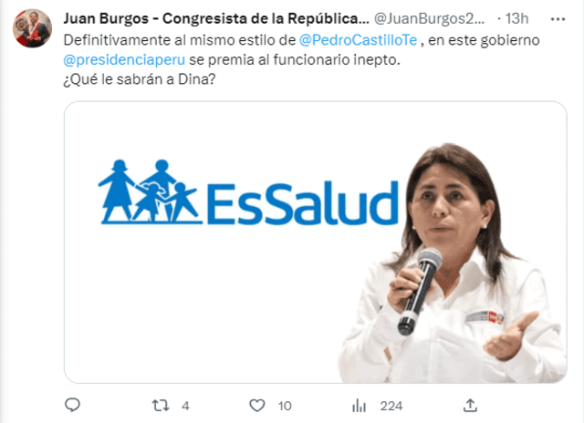  Juan Burgos en contra del nombramiento de Gutiérrez. Foto: captura de Twitter/Juan Burgos   