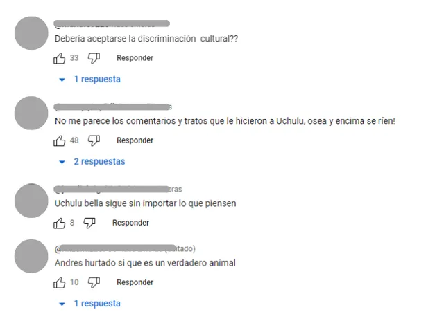 Usuarios piden a 'La Uchulú' ignorar las críticas y seguir en la competencia. Foto: YouTube   