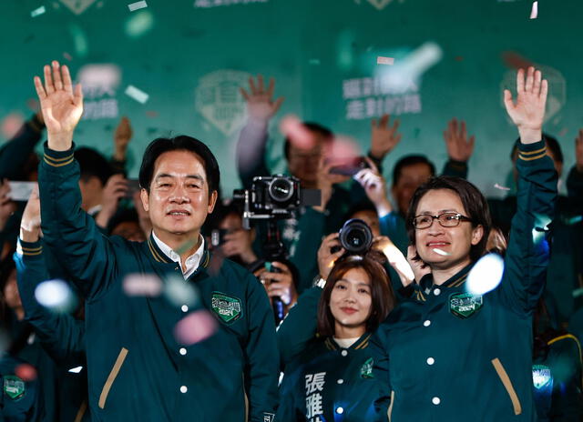 Lai Ching-te agradeció el apoyo del electorado tras ganar los comicios con más del 40%. Foto: EFE   