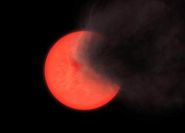  Ilustración de una estrella gigante roja que bota humo. Foto: Philip Lucas   