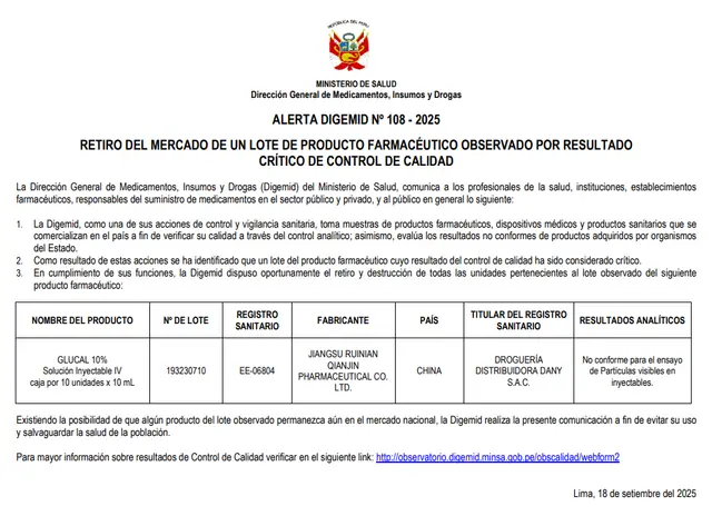 Informe del GLUCAL. Foto: Digemid.   