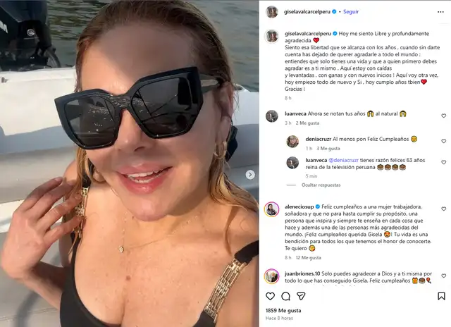 Gisela Valcárcel luce feliz en un día de playa   