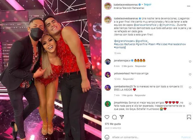 Isabel Acevedo feliz por estar en la final de Reinas del show. Foto: Isabel Acevedo/Instagram