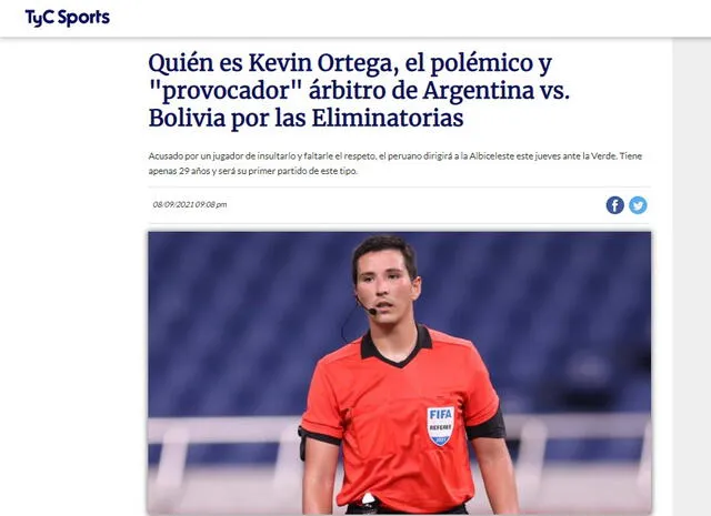 TyC Sports repasó la polémica entre el arbitro peruano y Diego Penny de la última semana. Foto: TyC Sports
