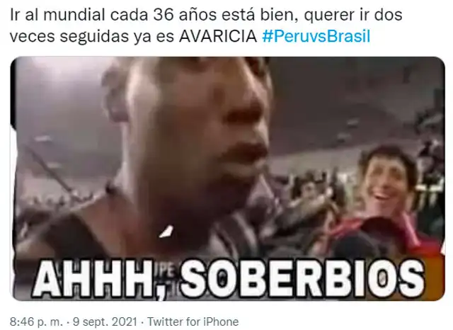Mejores memes del Perú vs. Brasil por las Eliminatorias Qatar 2022. Foto: captura Twitter Mejores memes del Perú vs. Brasil por las Eliminatorias Qatar 2022. Foto: captura Twitter