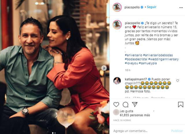 María Pía Copello y su esposo celebran 15 años de matrimonio