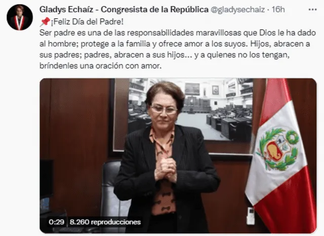 Gladys Echaíz expresó sus saludos por el Día del Padre