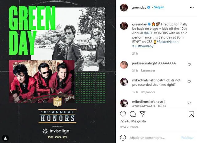 Green Day confirma su participación en el Super Bowl