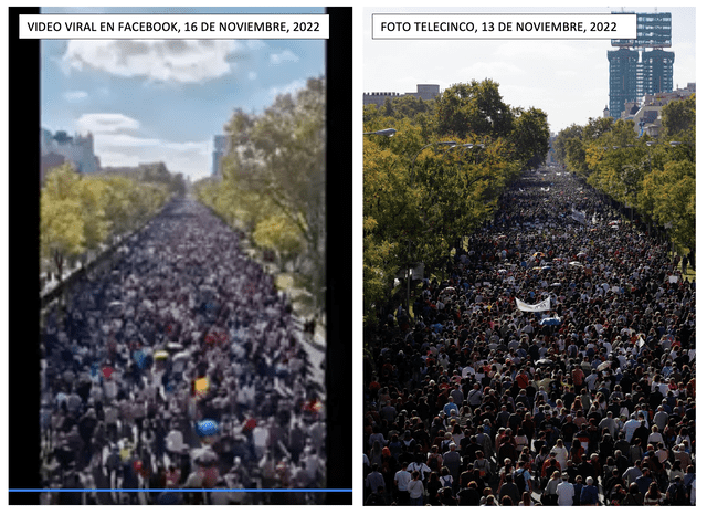 Comparación entre la escena de Facebook (izquierda) y la nota informativa de Telecinco (derecha). Foto: composición LR/Facebook/Telecinco.