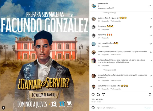  El reality 'Ganar o servir' compartió oficialmente la participación de Facundo González. Foto: Instagram/'Ganar o servir'   