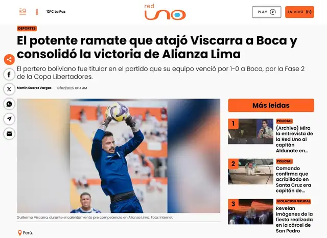 <em>Reporte de la cadena televisiva Red Uno con relación a Viscarra. Foto: captura de Red Uno</em> <em>Reporte de la cadena televisiva Red Uno con relación a Viscarra. Foto: captura de Red Uno</em>