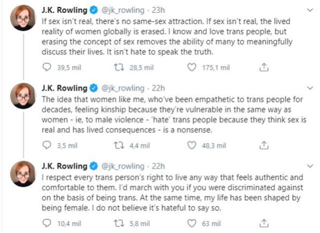 J.K. Rowling se pronuncia en Twitter