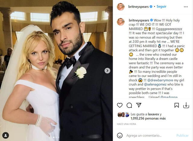 Britney Spears relató cómo se sintió en su boda con Sam Ashgari