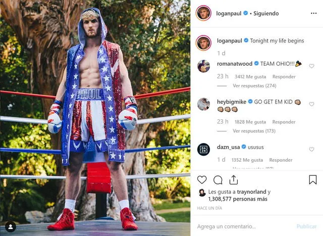 Publicación de Logan Paul en Instagram Publicación de Logan Paul en Instagram