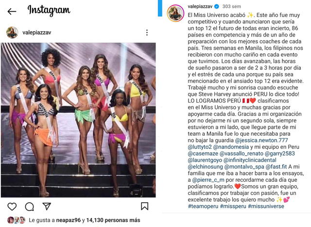 31.1.2017 | Valeria Piazza cuenta su experiencia en el Miss Universe 2016. Foto: captura Valeria Piazza/Instagram