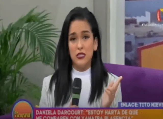 Daniela Darcourt confiesa que está harta que la comparen con Yahaira Plasencia y no descarta trabajar con ella. Foto: Captura Panamericana TV.