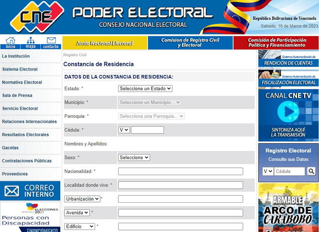  CNE brinda requisitos para tramitar la constancia de residencia en Venezuela. Foto: CNE<br>    