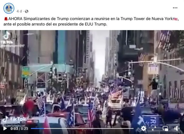  Video viral ha sido difundido en las redes sociales Twitter, Facebook y TikTok desde el 20 de marzo, día del supuesto arresto. Foto: captura LR/Facebook.    