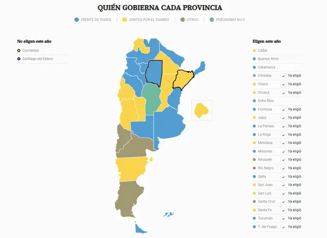 Algunos gobernadores de provincias en Argentina fueron elegidos en septiembre pasado. Foto: La Nación   