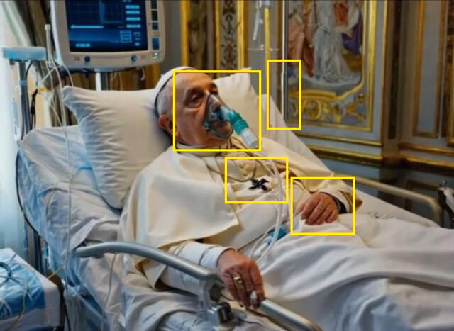 <em>En amarillo, las fallas detectadas en la imagen. Foto: composición Verificador</em>   