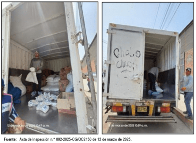 Traslado de productos para el programa vaso de leche en Ate. Foto: Contraloría    Traslado de productos para el programa vaso de leche en Ate. Foto: Contraloría